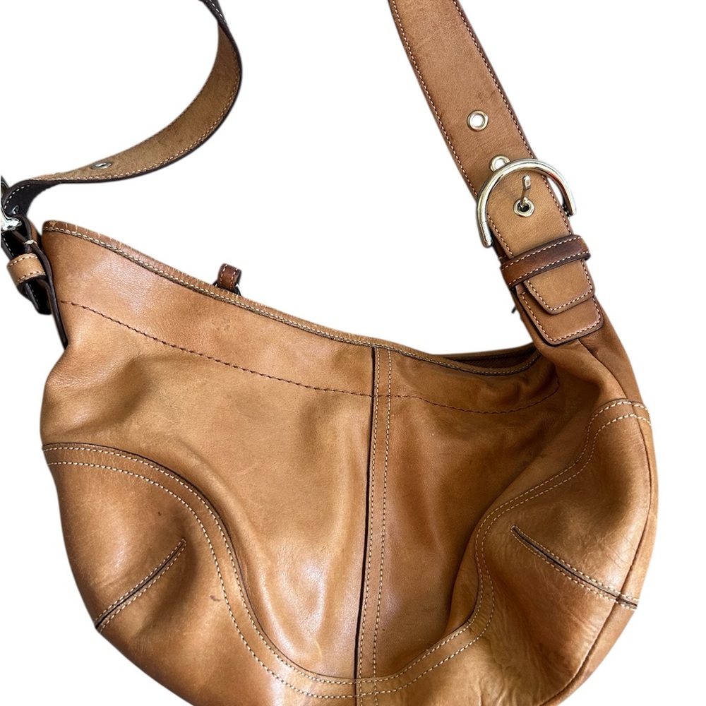 Coach Tan Leather Hobo Bag with Adjustable Strap